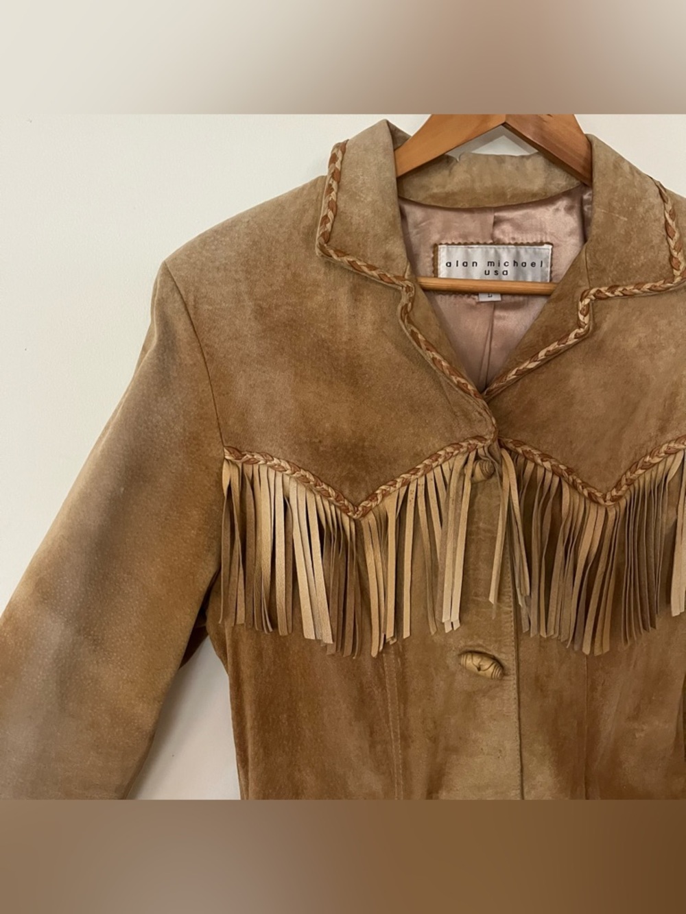 Alan Michael Suede Fringe Jacket with Braided Trim